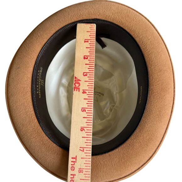 Richman Brothers Velour Fur Felt Hat Fedora Hat Men's Tan Vintage Gentleman - Picture 7 of 8